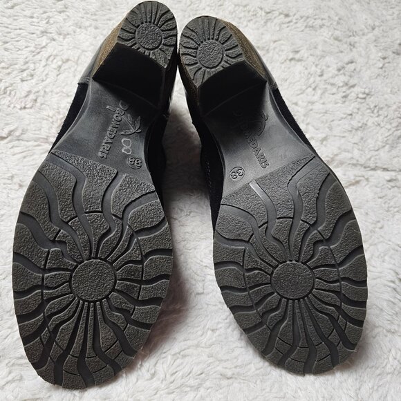 Dromedaris Black Leather Oxford Heels Euro Size 38 (US 7.5) Portugal Zipper - Picture 4 of 6